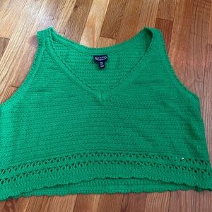 Green cropped crocheted top